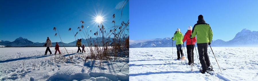 Winterwandelen is populair in de Allgau, met of zonder speciale sneeuwschoenen.