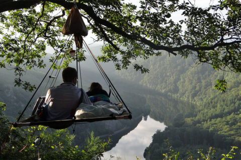 Hangende camping met uniek uitzicht over Saarland