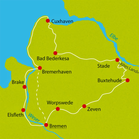 Fietsend van Hanzestad naar Hanzestad tussen de Elbe en de Wezer